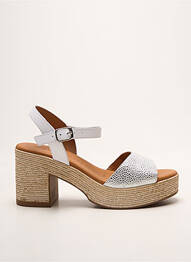 Sandale/pantofi decupați semi compensat toc de 7 la 9 cm argintiu EVA FRUTOS femme