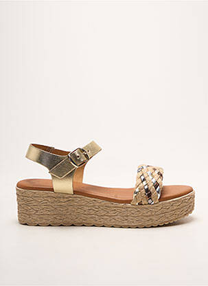 Sandale/pantofi decupați țesătură satinată toc de 4 la 6 cm auriu EVA FRUTOS femme