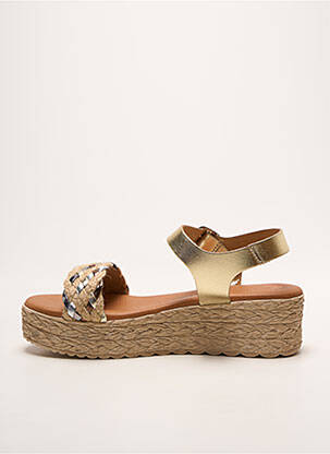 Sandale/pantofi decupați țesătură satinată toc de 4 la 6 cm auriu EVA FRUTOS femme