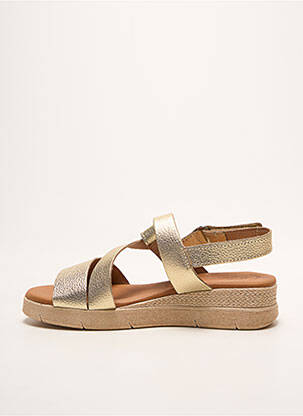 Sandale/pantofi decupați țesătură satinată toc de 4 la 6 cm auriu EVA FRUTOS femme