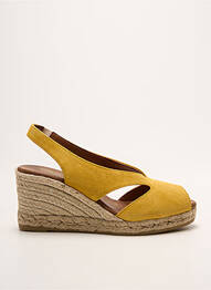 Espadrile vârf deschis toc de 7 la 9 cm galben LA MAISON DE L'ESPADRILLE femme