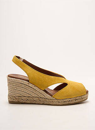 Espadrile vârf deschis toc de 7 la 9 cm galben LA MAISON DE L'ESPADRILLE femme