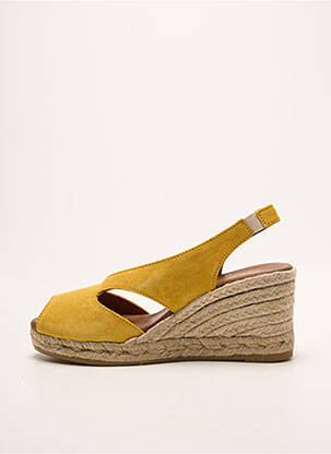 Espadrile vârf deschis toc de 7 la 9 cm galben LA MAISON DE L'ESPADRILLE femme