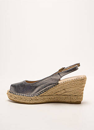 Espadrile țesătură satinată toc de 7 la 9 cm argintiu LA MAISON DE L'ESPADRILLE femeie