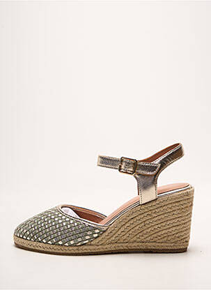 Espadrile țesătură satinată toc de 7 la 9 cm verde EMILIE KARSTON femeie