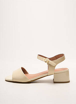 Sandale/pantofi decupați material neted toc de 4 la 6 cm bej EMILIE KARSTON femeie