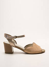 Sandale/pantofi decupați țesătură satinată toc de 4 la 6 cm auriu SWEET femme