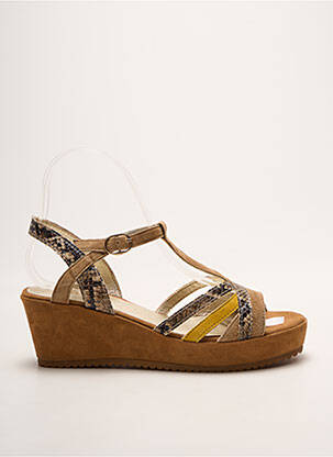Sandale/pantofi decupați toc platformă toc de 4 la 6 cm maro SWEET femme