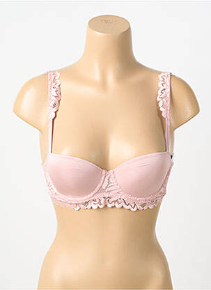 Sutien efect material satinat sutien balconet cu decolteu înalt roz MARIE JO femeie
