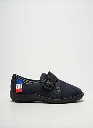 Papuci/pantofi de casă țesătură satinată toc plat până la 3 cm albastru FARGEOT femme
