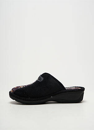 Papuci/pantofi de casă țesătură satinată toc de 4 la 6 cm negru FARGEOT femme