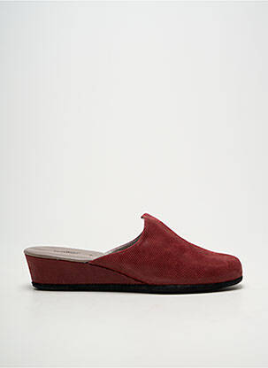 Papuci/pantofi de casă țesătură satinată toc de 4 la 6 cm roșu HELLER femeie