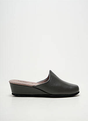 Papuci/pantofi de casă talpă exterioară din piele toc de 4 la 6 cm gri HELLER femeie