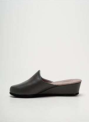 Papuci/pantofi de casă talpă exterioară din piele toc de 4 la 6 cm gri HELLER femeie