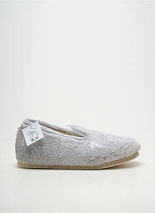 Papuci/pantofi de casă țesătură satinată toc plat până la 3 cm argintiu CHAUSSE MOUTON femeie