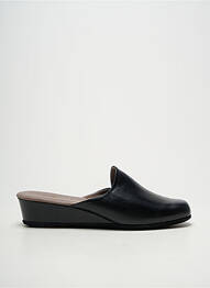 Papuci/pantofi de casă țesătură satinată toc de 4 la 6 cm negru HELLER femme