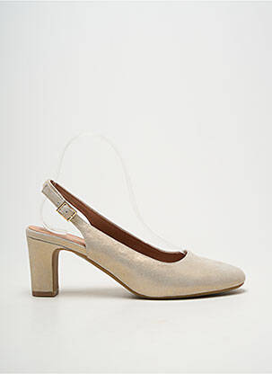 Pantofi cu toc țesătură satinată toc de 7 la 9 cm auriu EMILIE KARSTON femeie
