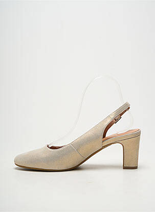 Pantofi cu toc țesătură satinată toc de 7 la 9 cm auriu EMILIE KARSTON femeie