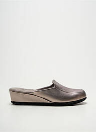 Papuci/pantofi de casă țesătură satinată toc de 4 la 6 cm argintiu HELLER femme