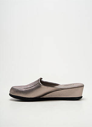 Papuci/pantofi de casă țesătură satinată toc de 4 la 6 cm argintiu HELLER femme