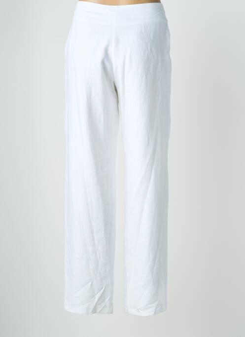 Pantalon drept închidere cu fermoar sub clapetă cu nasturi alb QUATTRO femme