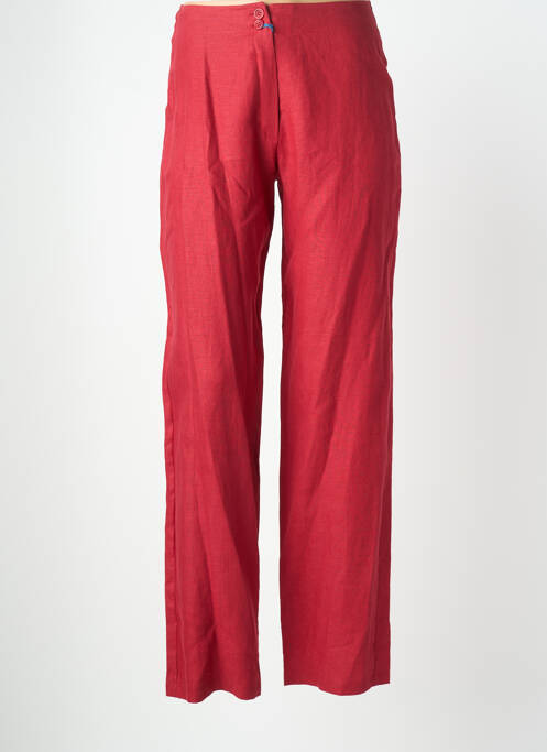 Pantalon drept închidere cu fermoar sub clapetă cu nasturi roșu QUATTRO femme