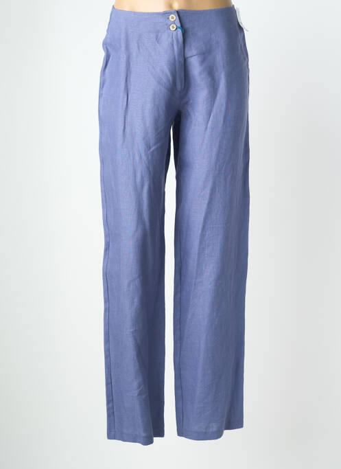 Pantalon drept închidere cu fermoar sub clapetă cu nasturi albastru QUATTRO femme