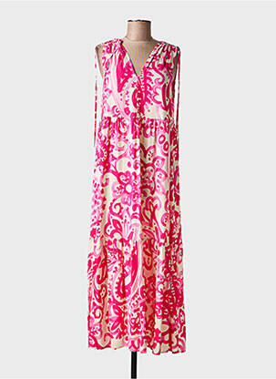 Rochie lungă țesătură poplin fără mâneci roz LA FEE MARABOUTEE femeie