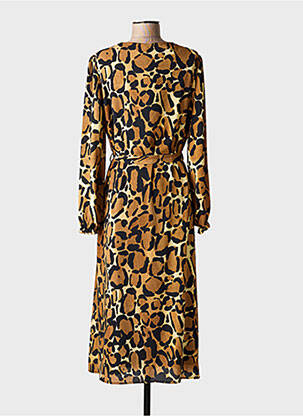 Rochie midi mâneci lungi mâneci lungi maro SIGNE NATURE femeie