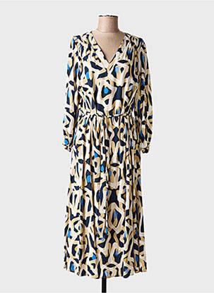 Rochie midi croială fluidă mâneci 3/4 bej SIGNE NATURE femme