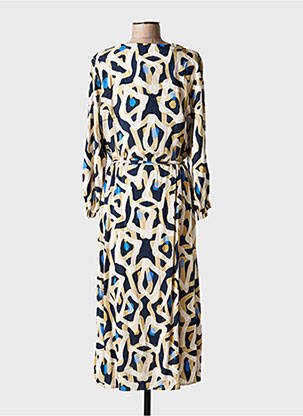 Rochie midi croială fluidă mâneci 3/4 bej SIGNE NATURE femeie