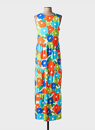 Rochie lungă imprimeu floral fără mâneci portocalie LOLITAS&L femeie