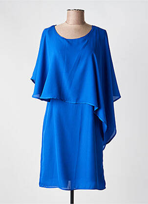 Rochie midi țesătură crep mâneci scurte albastru GREGORY PAT femeie