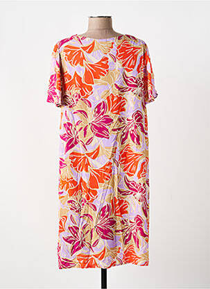 Rochie midi imprimeu floral mâneci scurte violet SIGNE NATURE femeie