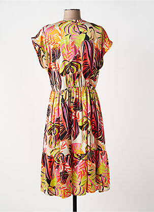 Rochie midi imprimeu floral mâneci scurte portocaliu YES.ZEE femeie