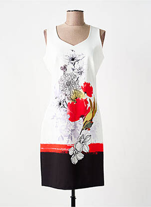 Rochie midi imprimeu floral fără mâneci bej FRANCE RIVOIRE femeie