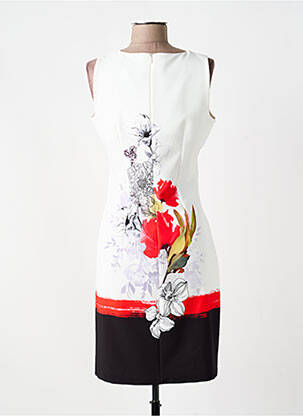Rochie midi imprimeu floral fără mâneci bej FRANCE RIVOIRE femeie