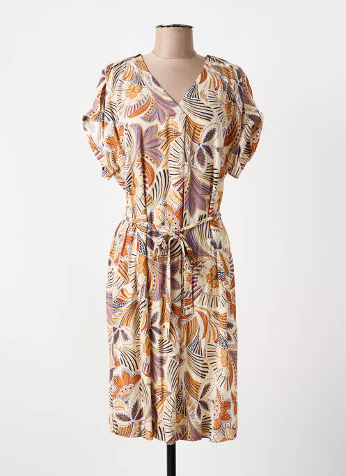 Rochie midi țesătură crep mâneci scurte bej DIANE LAURY femme
