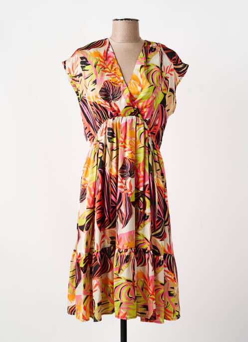 Rochie midi croială fluidă mâneci scurte portocaliu YES.ZEE femme