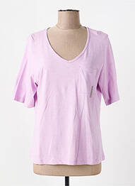 Tricou serigrafie cu strasuri mâneci scurte violet SIGNE NATURE femme