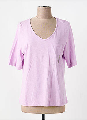 Tricou serigrafie cu strasuri mâneci scurte violet SIGNE NATURE femme