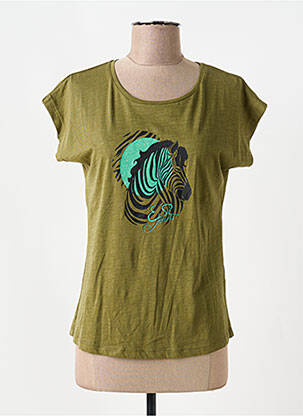 Tricou serigrafie mâneci scurte verde YES.ZEE femeie