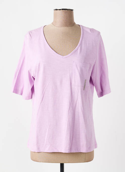 Tricou serigrafie cu strasuri mâneci scurte violet SIGNE NATURE femme