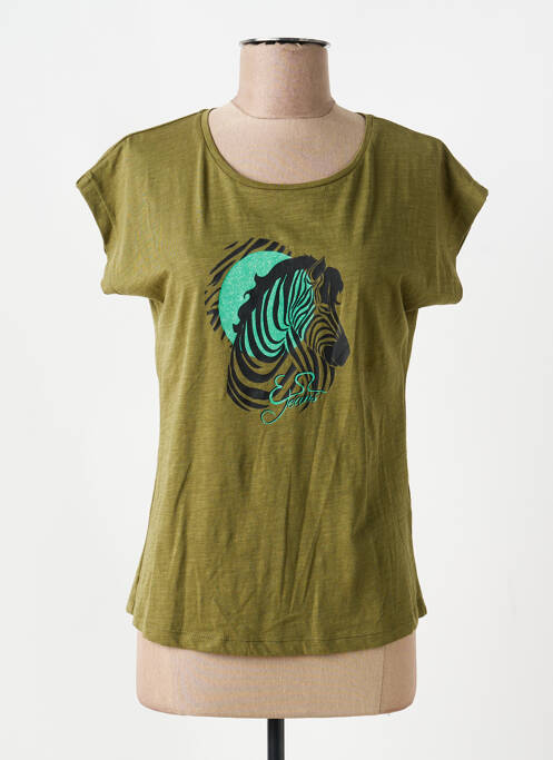 Tricou serigrafie mâneci scurte verde YES.ZEE femme