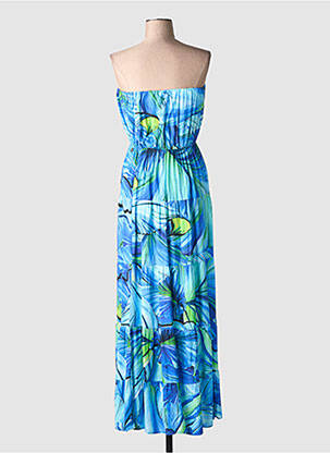 Rochie lungă țesătură poplin fără mâneci albastru YES.ZEE femeie