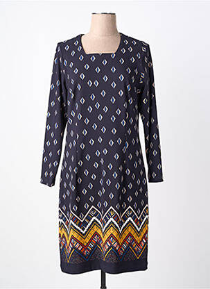 Rochie midi imprimeu fantezie mâneci lungi albastru FRANCE RIVOIRE femeie