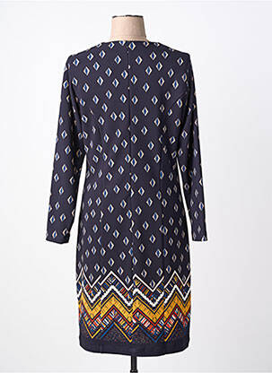 Rochie midi imprimeu fantezie mâneci lungi albastru FRANCE RIVOIRE femeie
