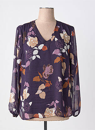 Bluză imprimeu floral mâneci lungi violet SIGNE NATURE femeie