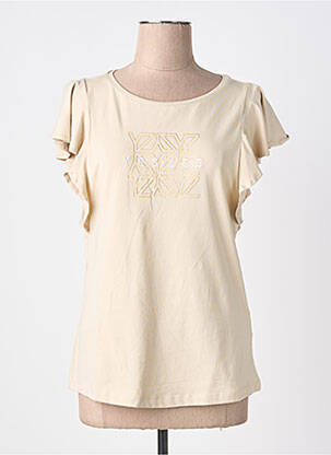 Tricou serigrafie mâneci scurte bej YES.ZEE femeie