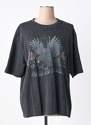 Tricou croială dreaptă mâneci scurte gri ROSE GARDEN femeie